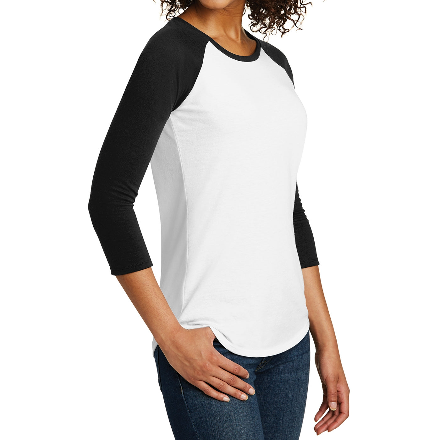 Women's Juniors Very Important Tee 3/4-Sleeve Raglan - Black/ White