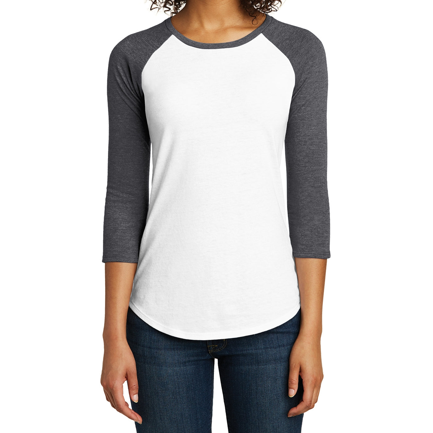 Women's Juniors Very Important Tee 3/4-Sleeve Raglan - Heathered Charcoal/ White