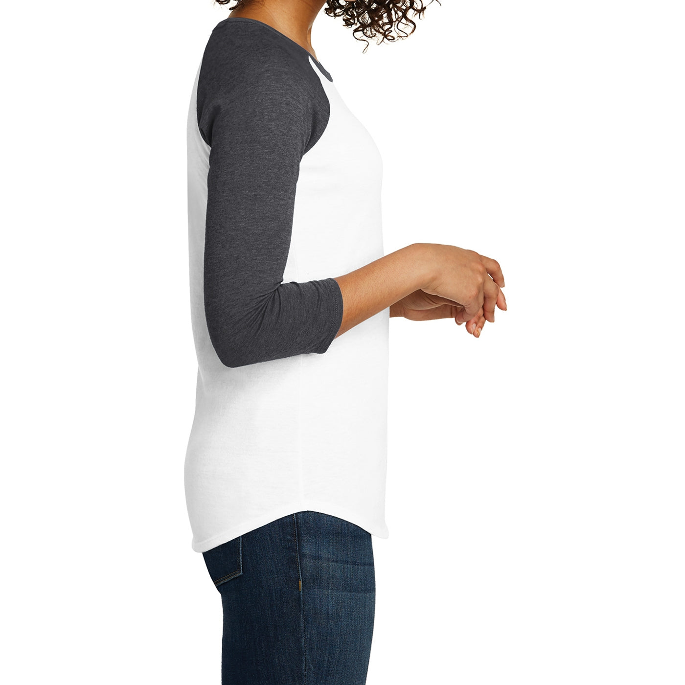 Women's Juniors Very Important Tee 3/4-Sleeve Raglan - Heathered Charcoal/ White