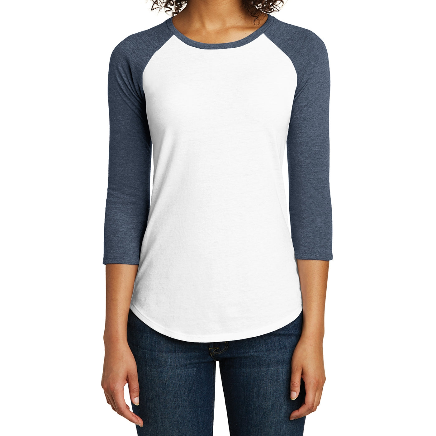 Women's Juniors Very Important Tee 3/4-Sleeve Raglan - Heathered Navy/ White