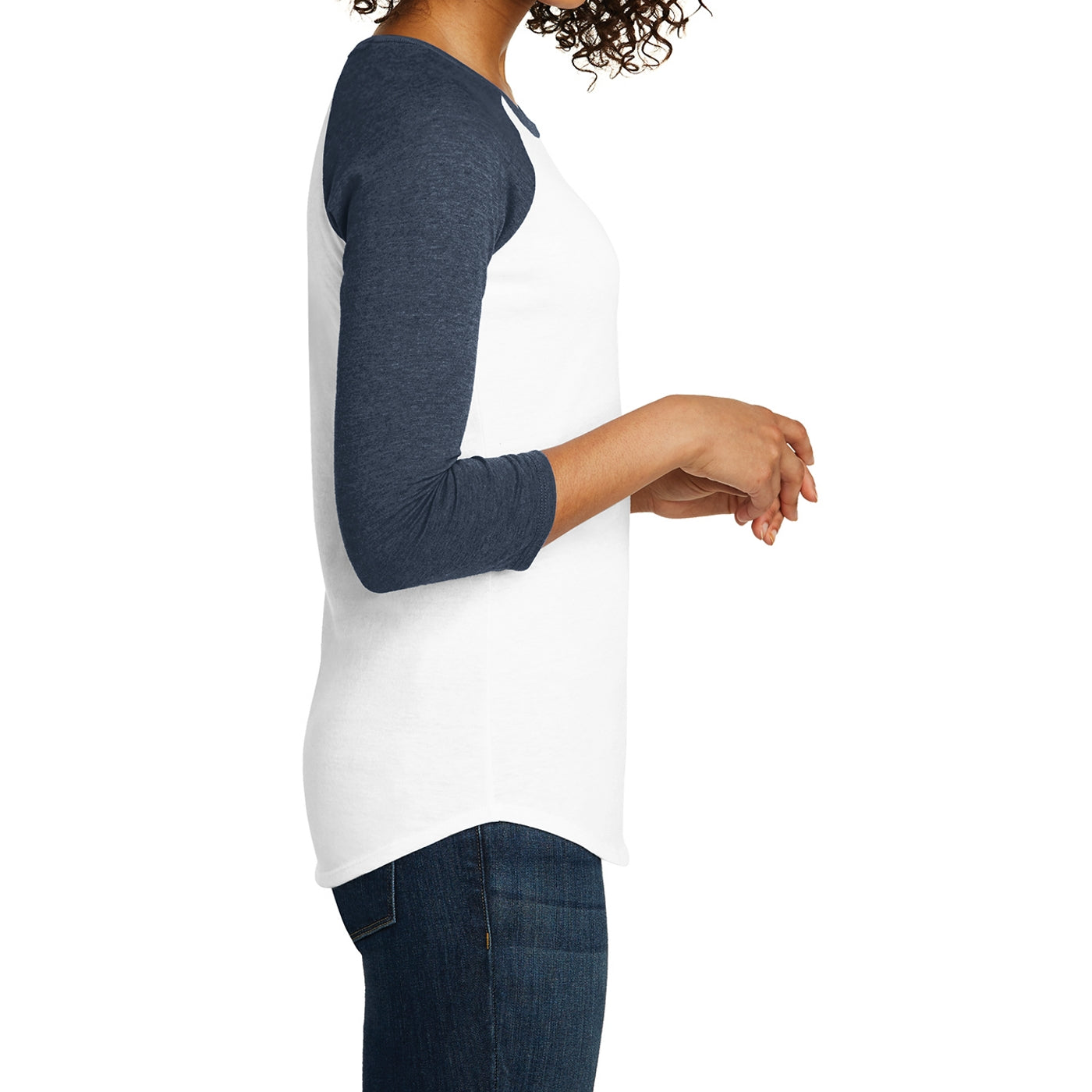 Women's Juniors Very Important Tee 3/4-Sleeve Raglan - Heathered Navy/ White