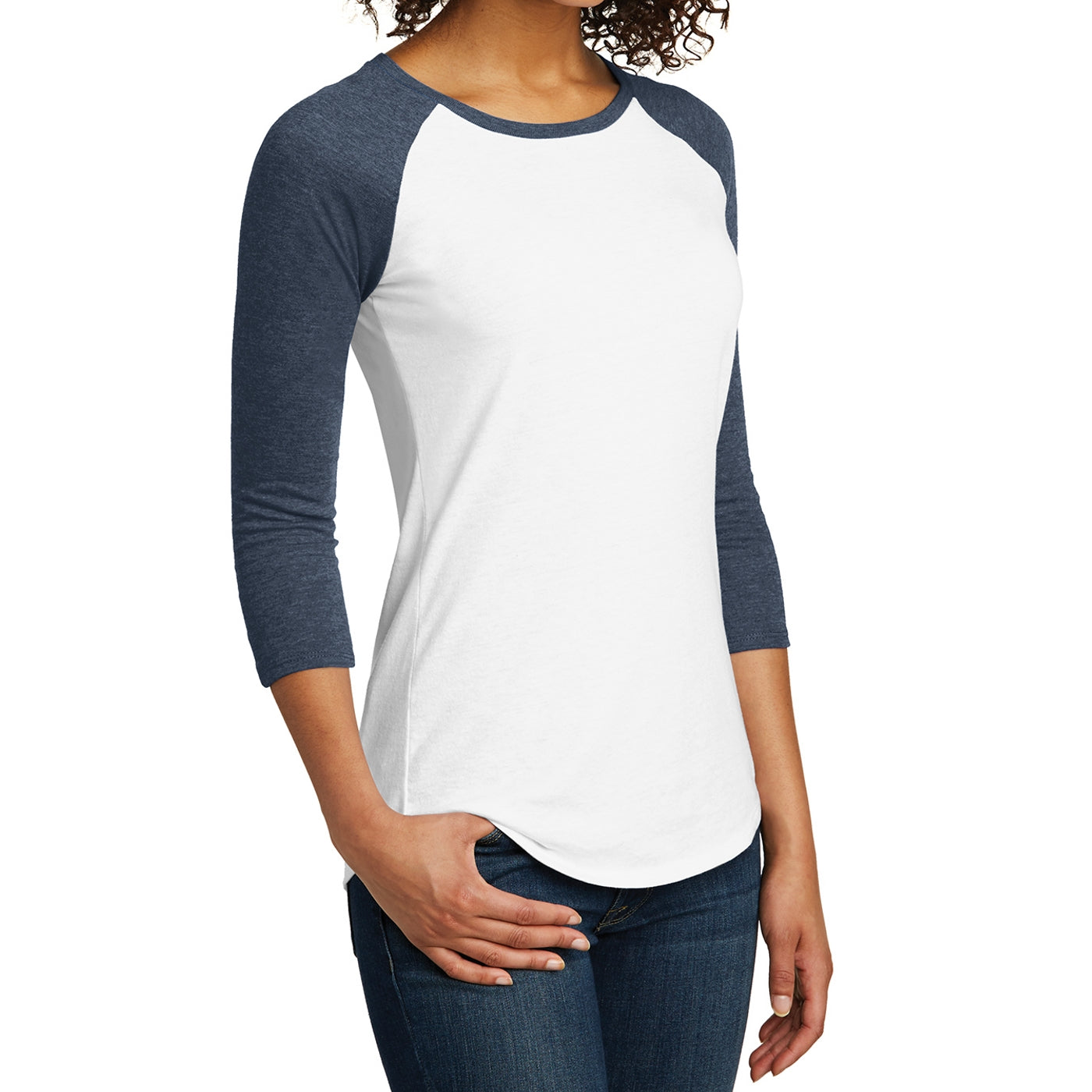 Women's Juniors Very Important Tee 3/4-Sleeve Raglan - Heathered Navy/ White
