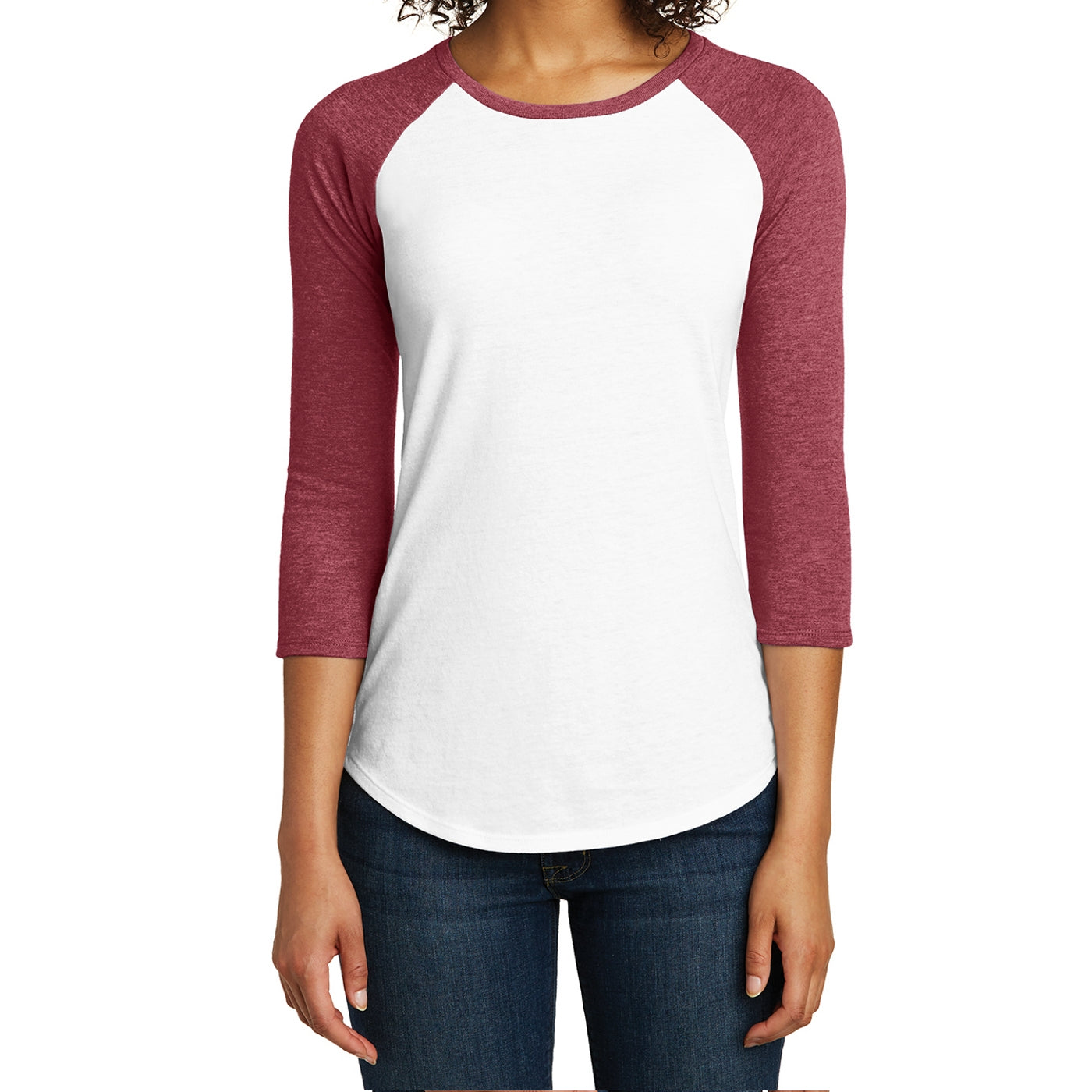 Women's Juniors Very Important Tee 3/4-Sleeve Raglan - Heathered Red/ White