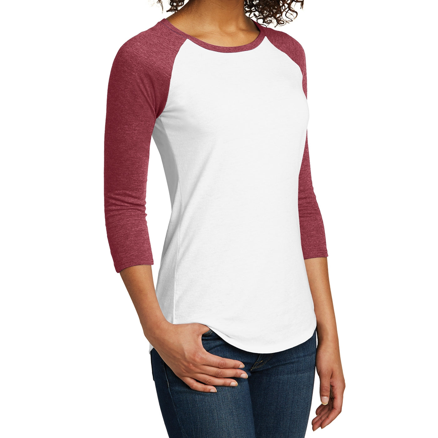 Women's Juniors Very Important Tee 3/4-Sleeve Raglan - Heathered Red/ White