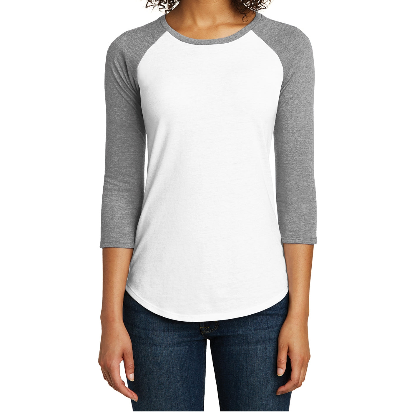 Women's Juniors Very Important Tee 3/4-Sleeve Raglan - Light Heather Grey/ White