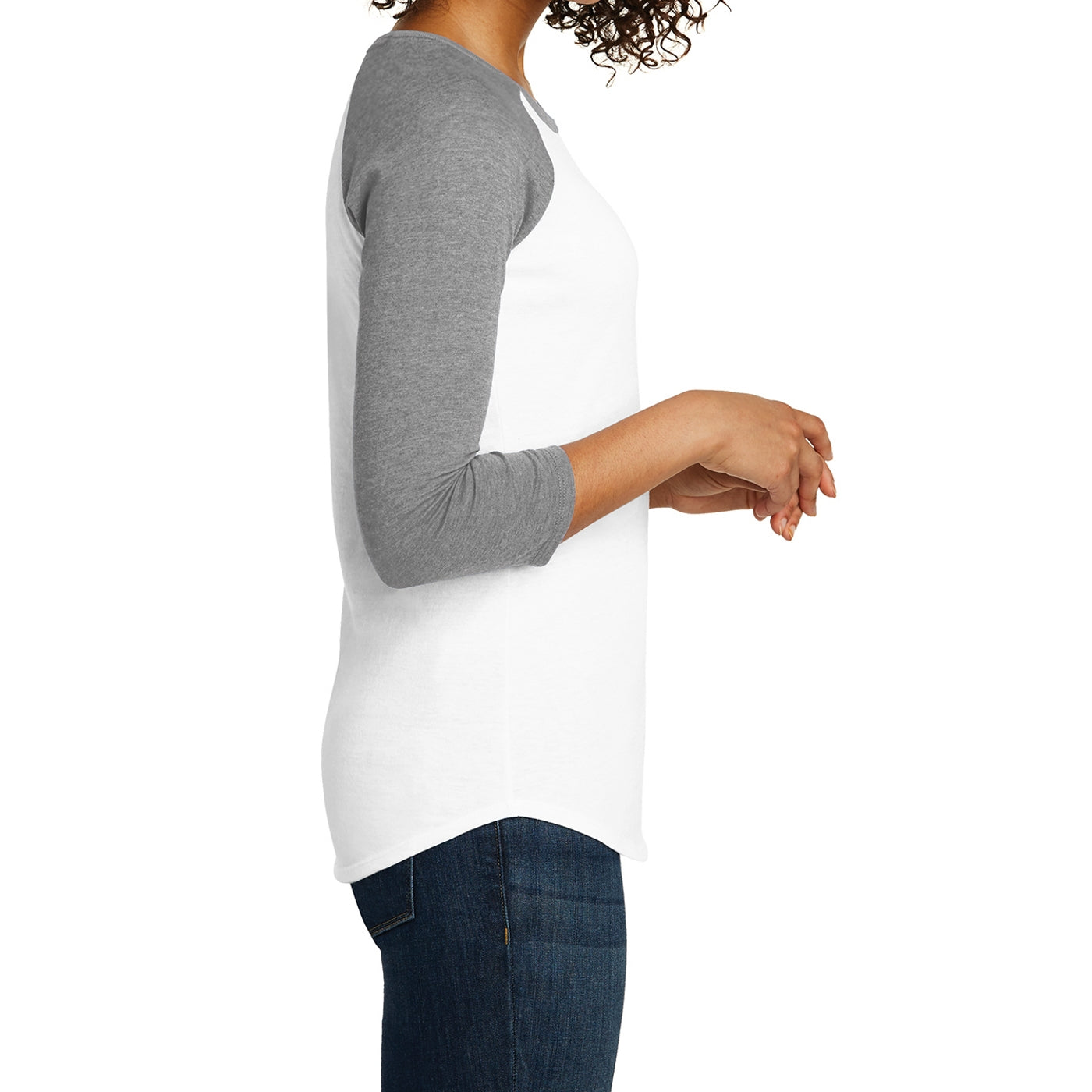 Women's Juniors Very Important Tee 3/4-Sleeve Raglan - Light Heather Grey/ White
