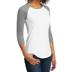 Women's Juniors Very Important Tee 3/4-Sleeve Raglan - Light Heather Grey/ White