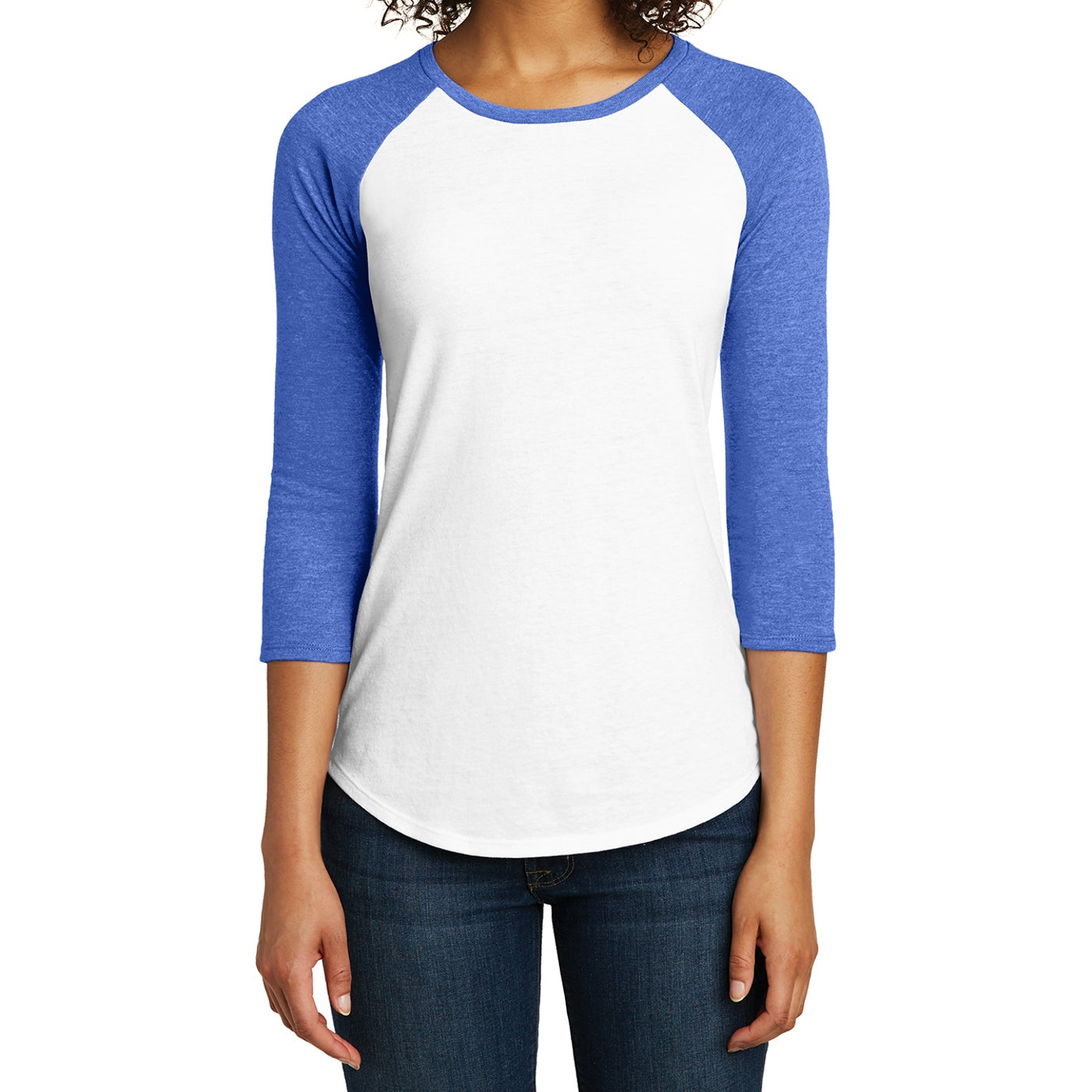 Women's Juniors Very Important Tee 3/4-Sleeve Raglan - Royal Frost/ White