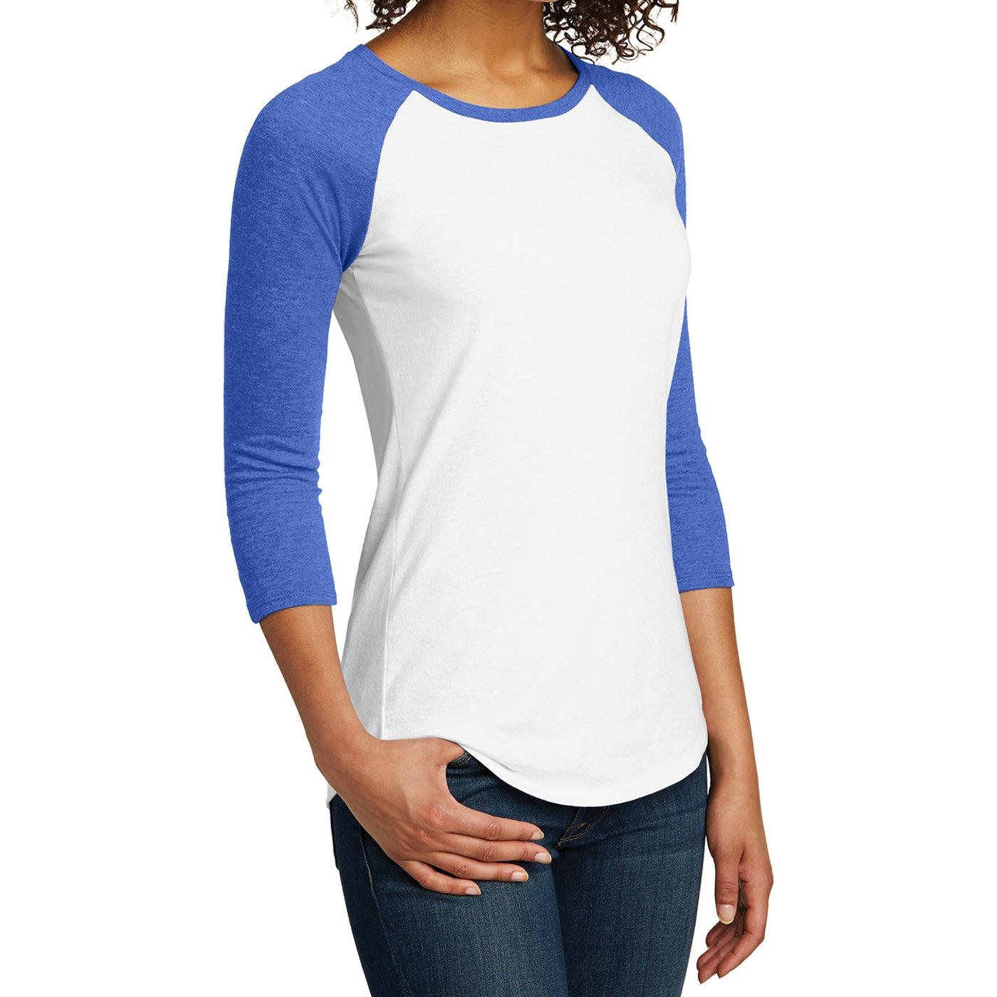 Women's Juniors Very Important Tee 3/4-Sleeve Raglan - Royal Frost/ White