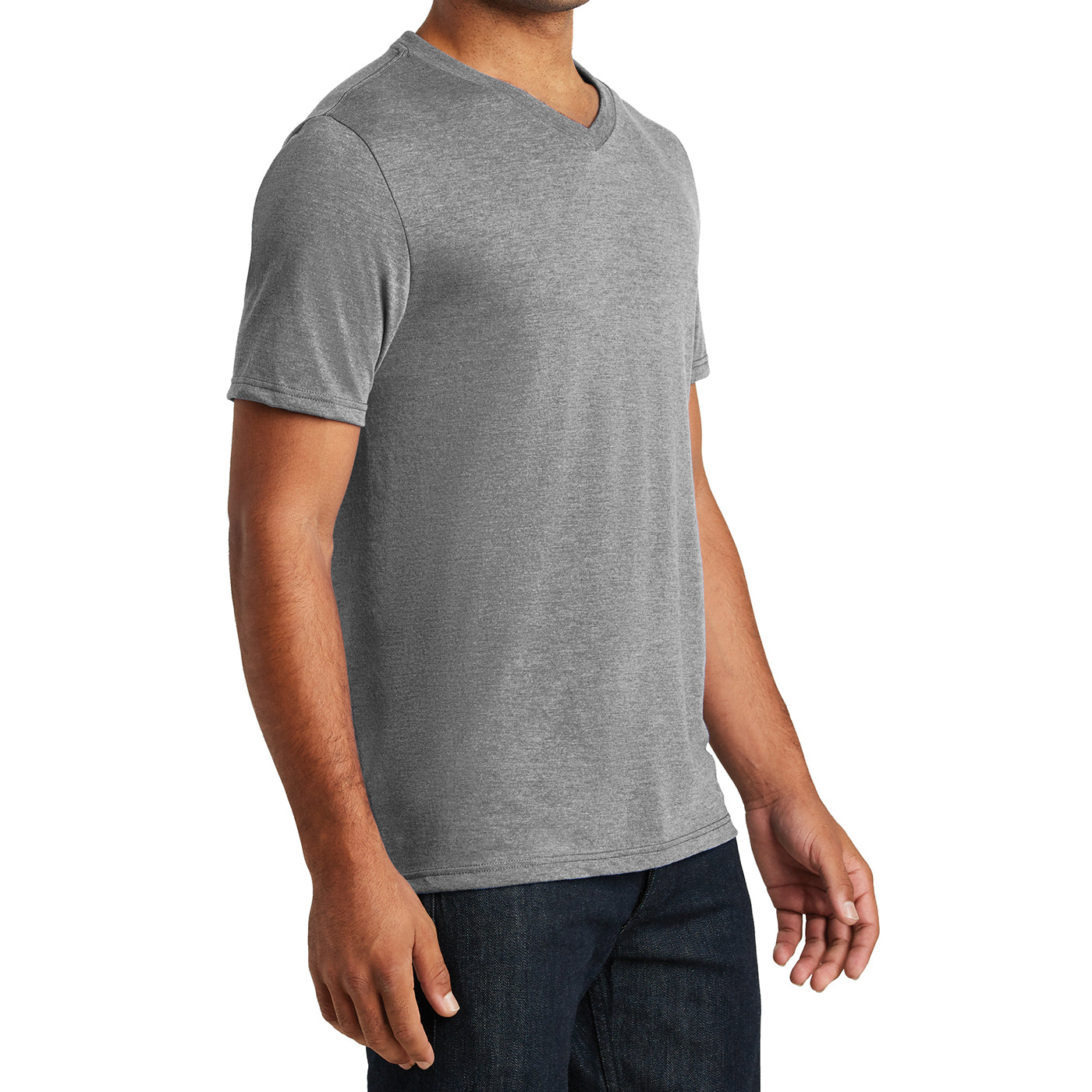 Mens Perfect Tri V-Neck Tee - Grey Frost - Side