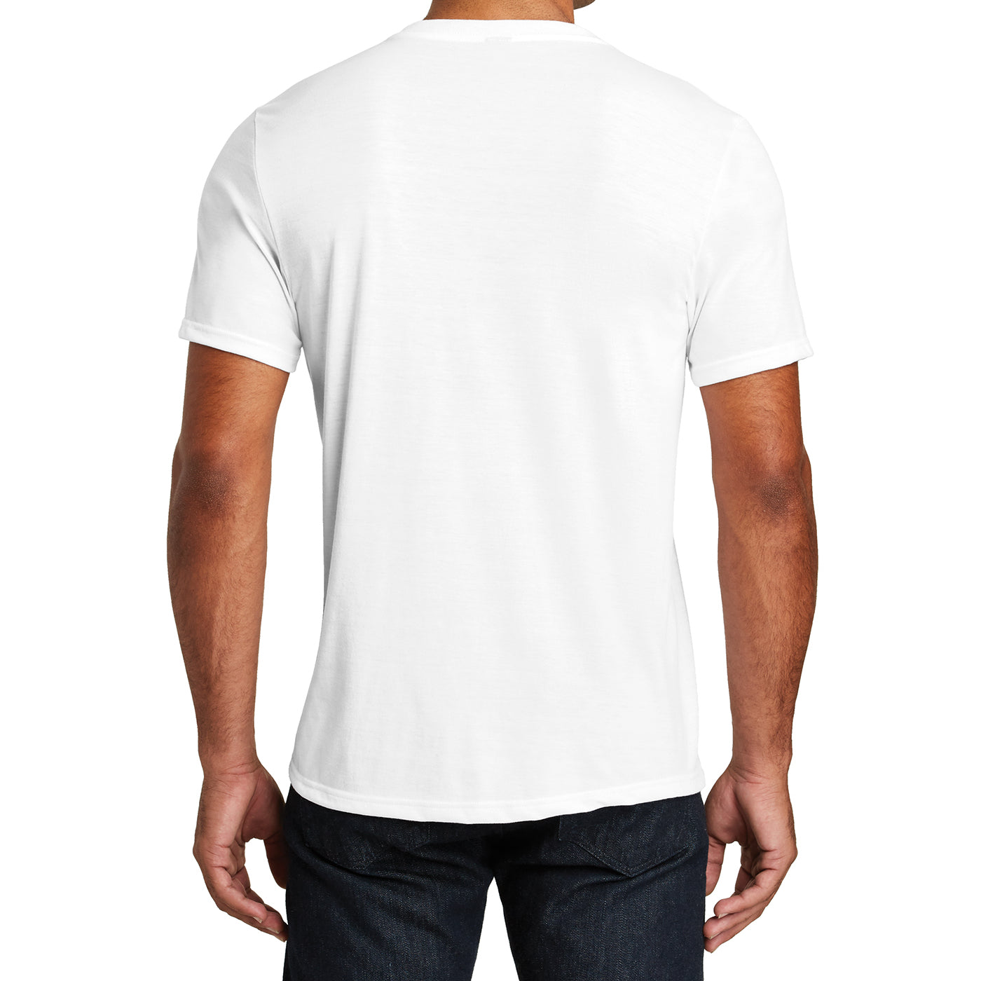 Mens Perfect Tri V-Neck Tee - White - Back