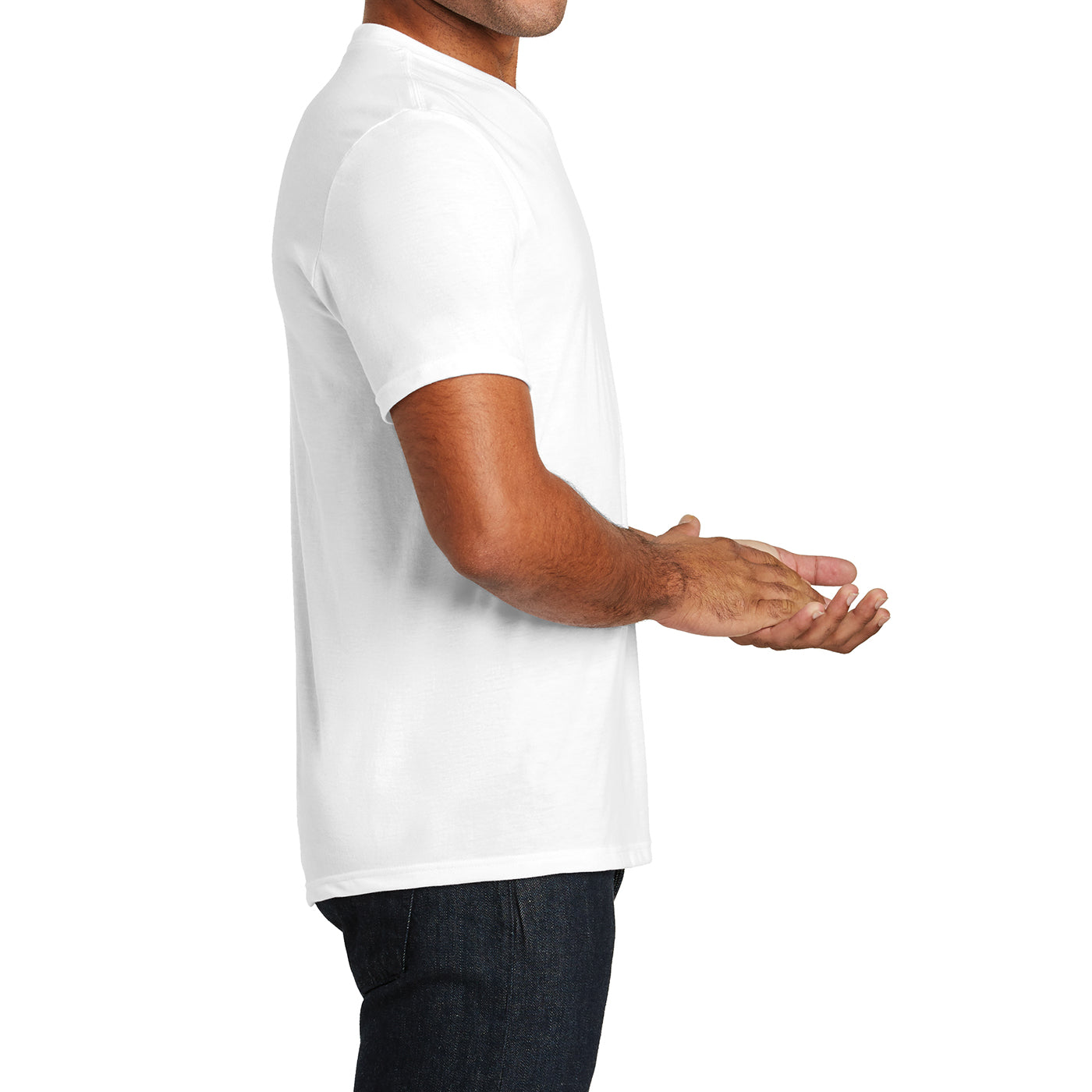 Mens Perfect Tri V-Neck Tee - White - Side