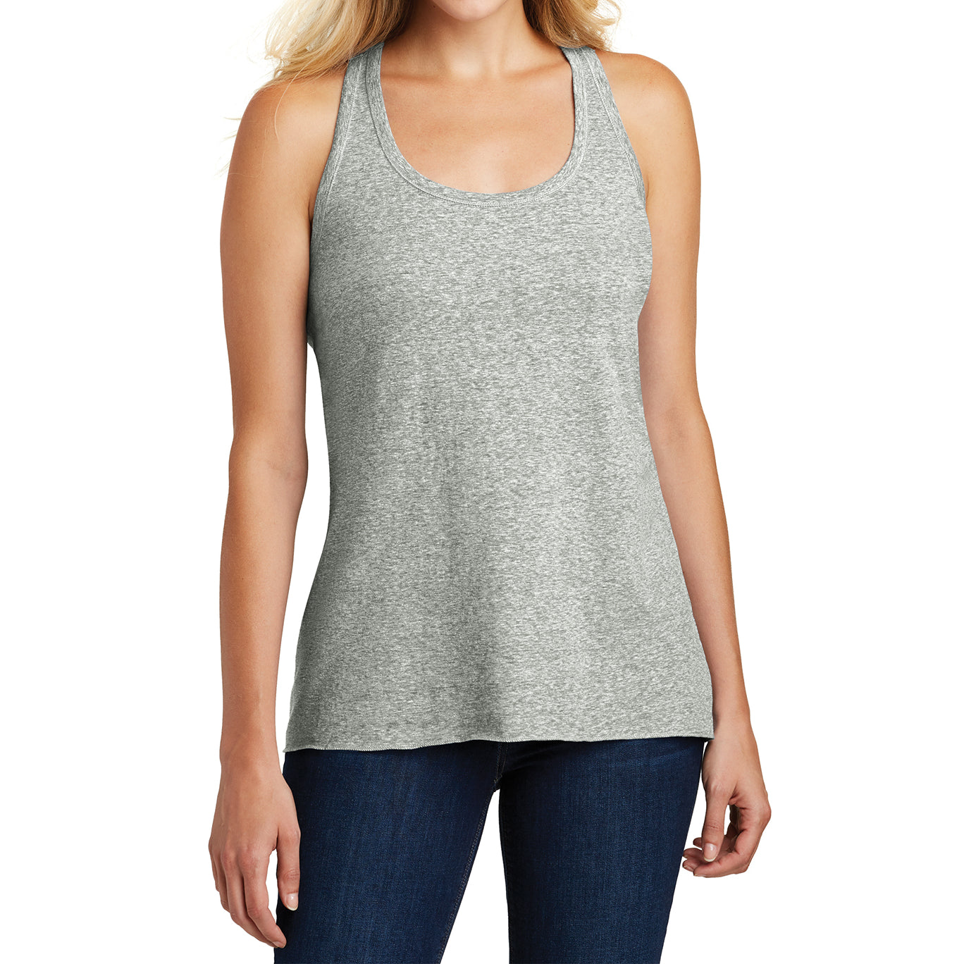Ladies Cosmic Twist Back Tank Grey Astro - Front