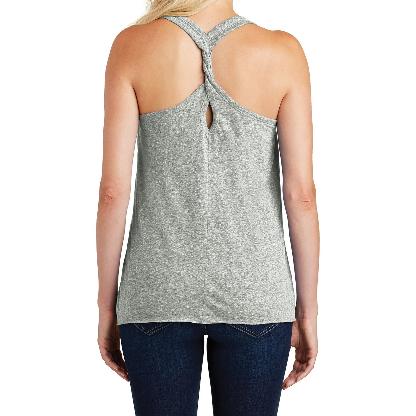 Ladies Cosmic Twist Back Tank Grey Astro - Back