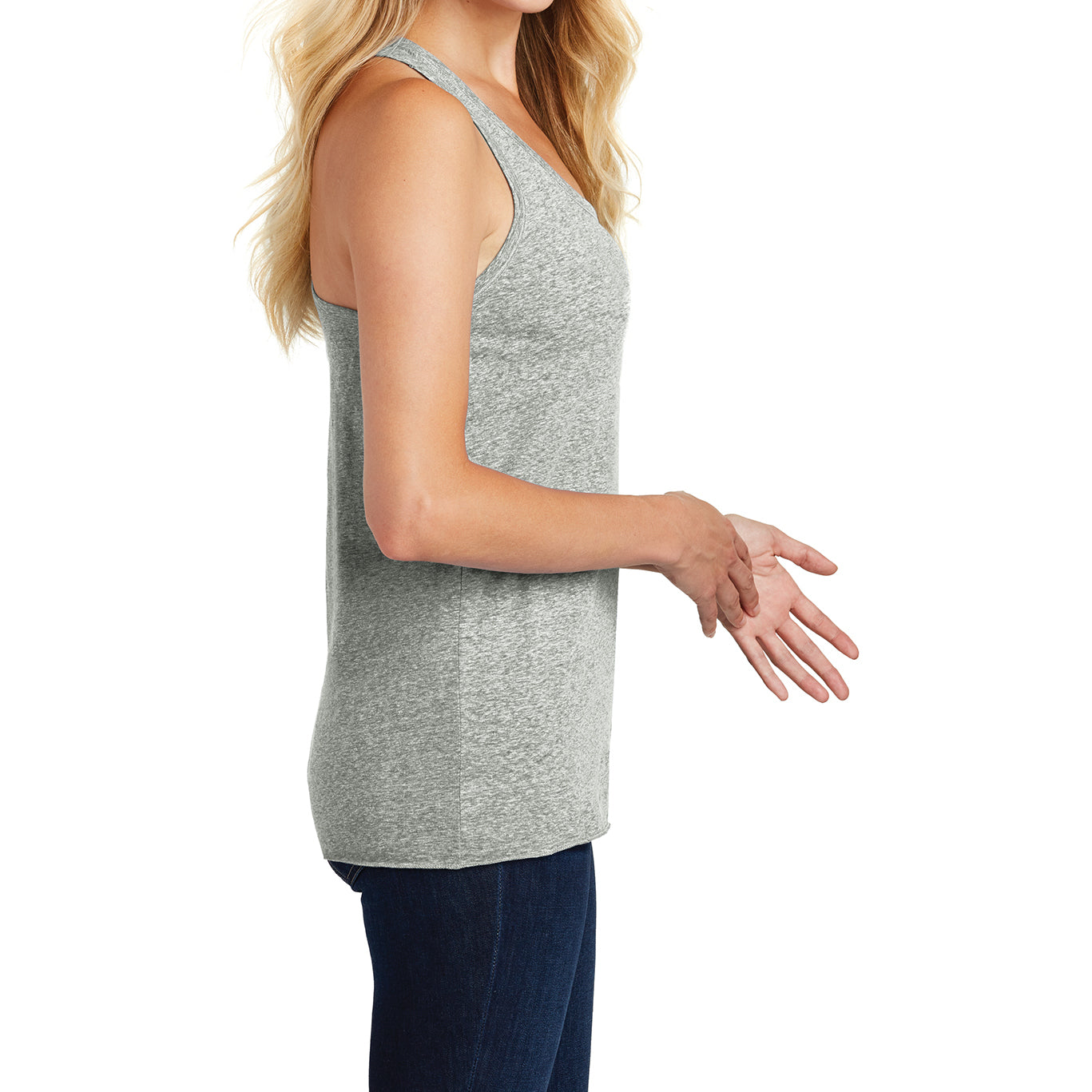 Ladies Cosmic Twist Back Tank Grey Astro - Side
