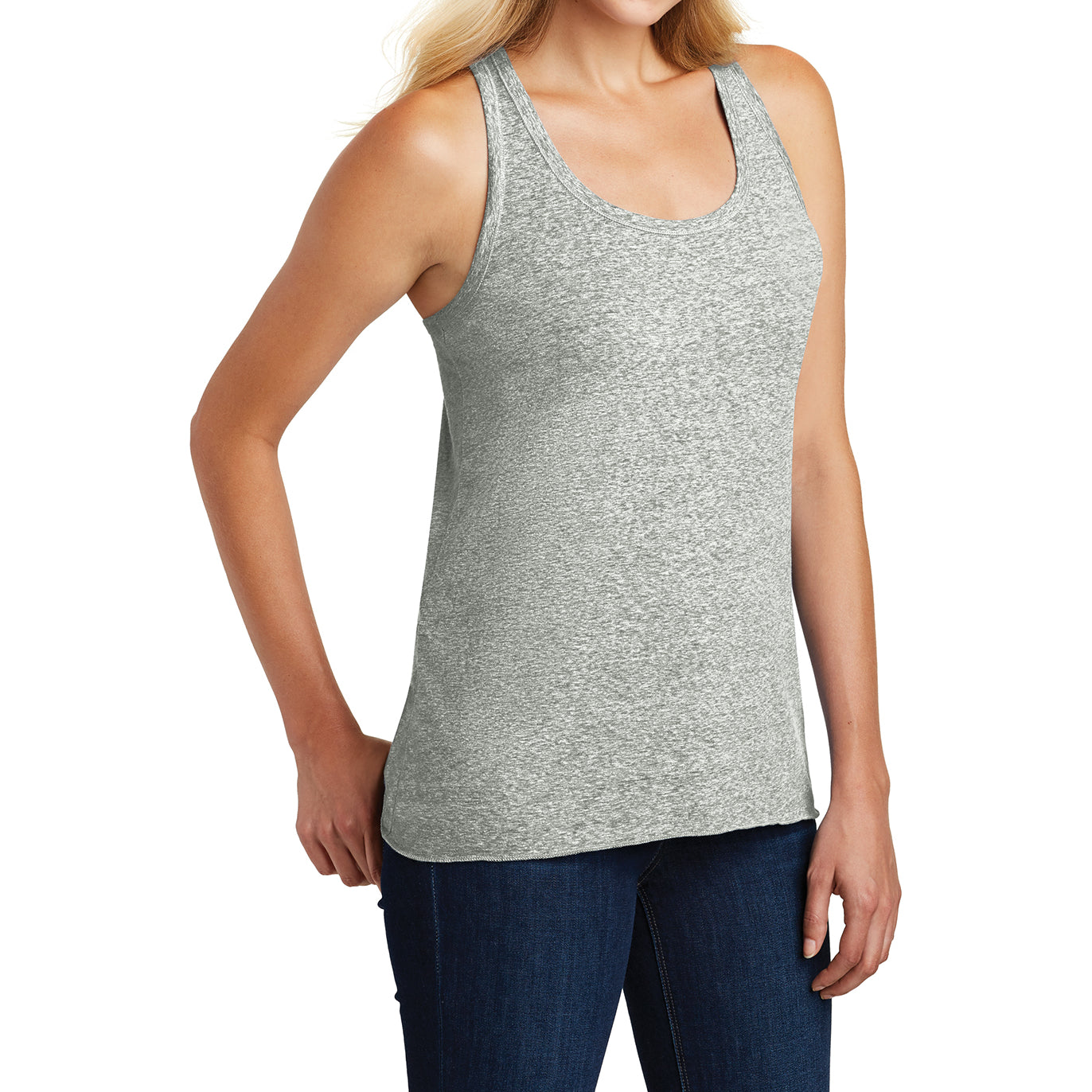 Ladies Cosmic Twist Back Tank Grey Astro - Side
