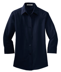 Mafoose Women's 3/4-Sleeve Traditional Easy Care Shirt Navy-Front
