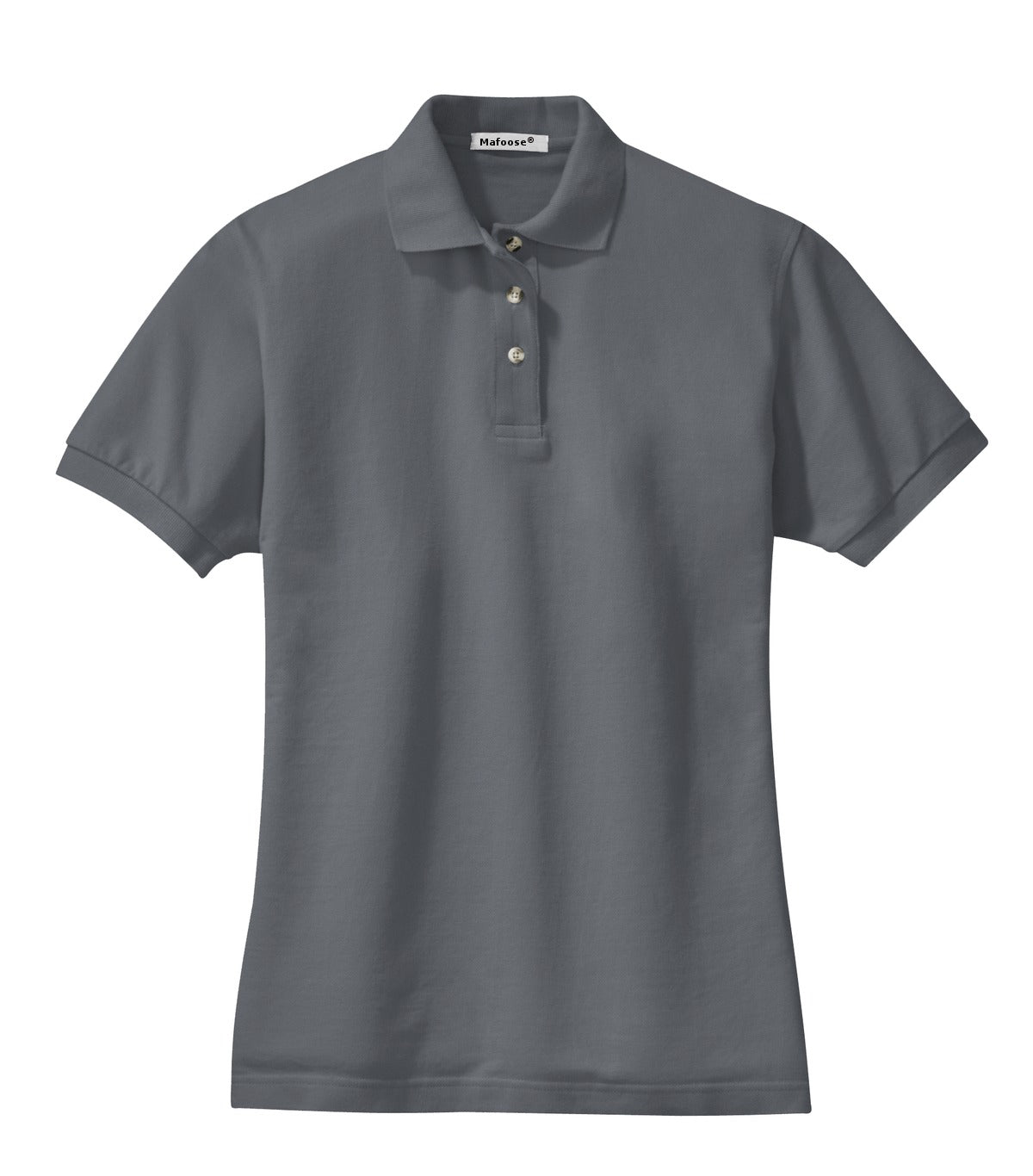 Women's Short Sleeve Heavyweight Cotton Soft Pique Polo T-shirt Steel Grey