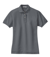 Women's Short Sleeve Heavyweight Cotton Soft Pique Polo T-shirt Steel Grey