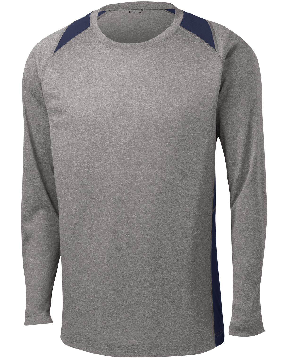 Mafoose Men's Long Sleeve Heather Colorblock Contender Tee Shirt Vintage Heather/ True Navy-Front