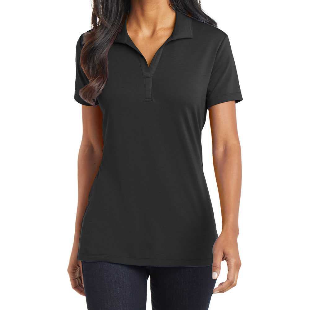 Women's Short Sleeve Cotton Touch Stretch Performance Y-neck Polo Shirt