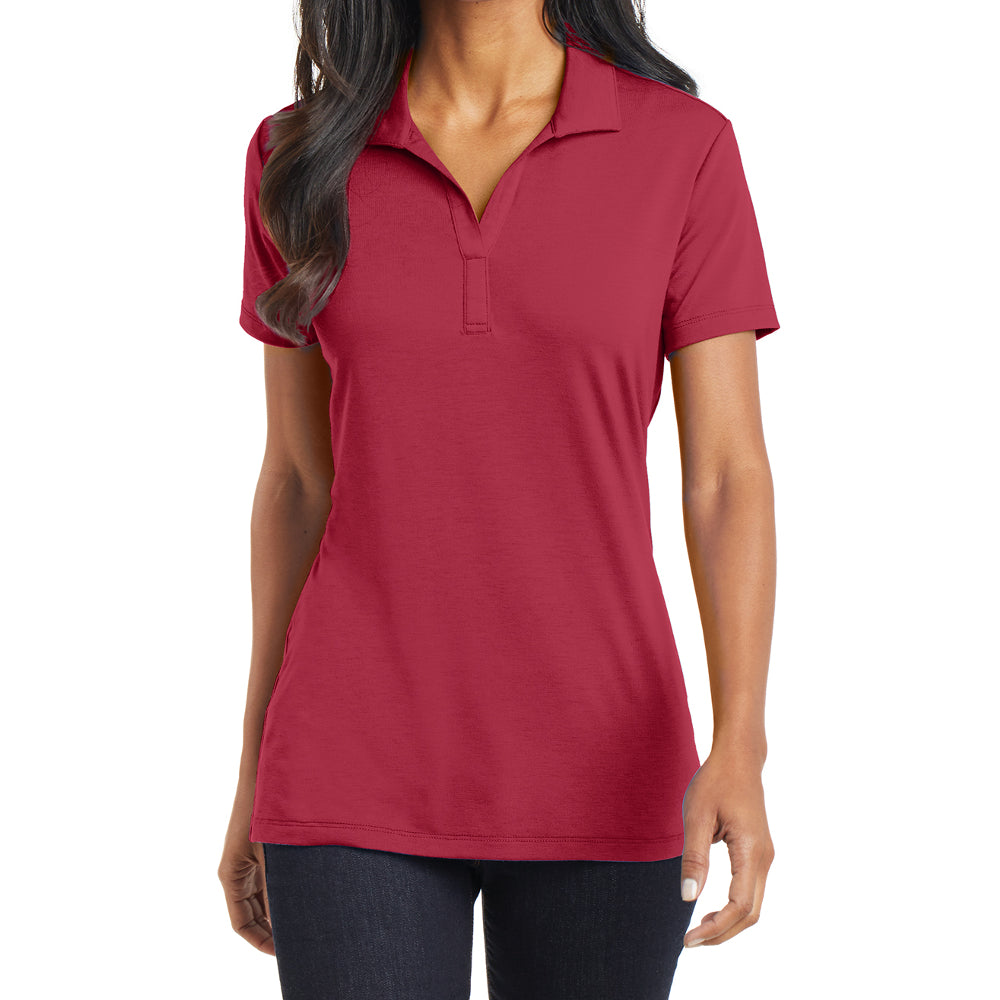Women's Short Sleeve Cotton Touch Stretch Performance Y-neck Polo Shirt
