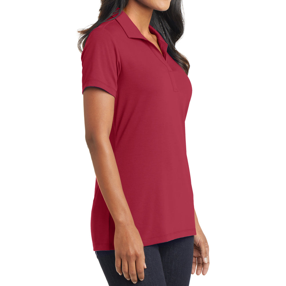 Women's Short Sleeve Cotton Touch Stretch Performance Y-neck Polo Shirt