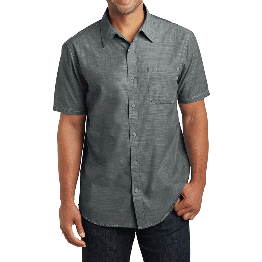 Men's Short Sleeve Washed Woven Shirt