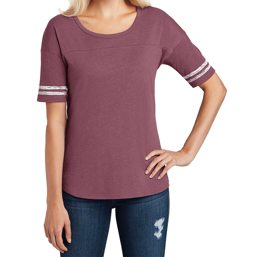 Women's Scorecard Tee Distressed Printed Stripes