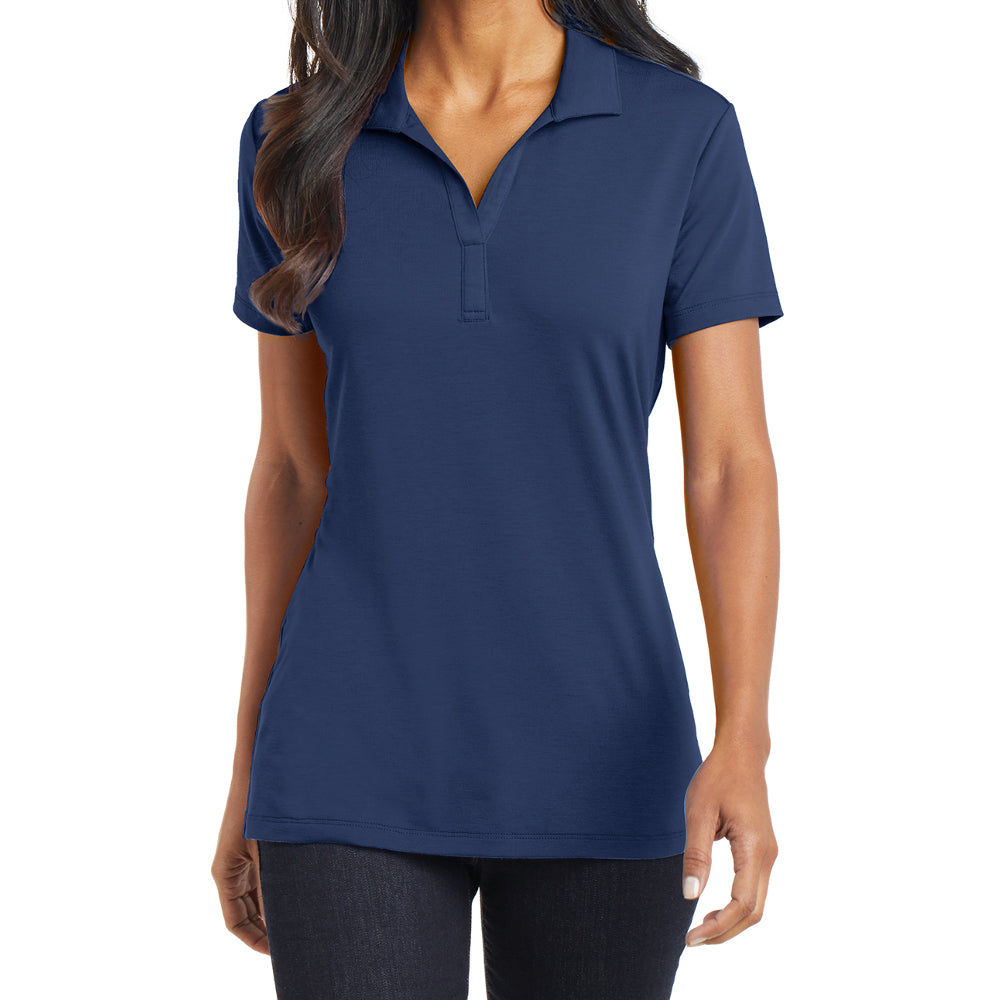 Women's Short Sleeve Cotton Touch Stretch Performance Y-neck Polo Shirt