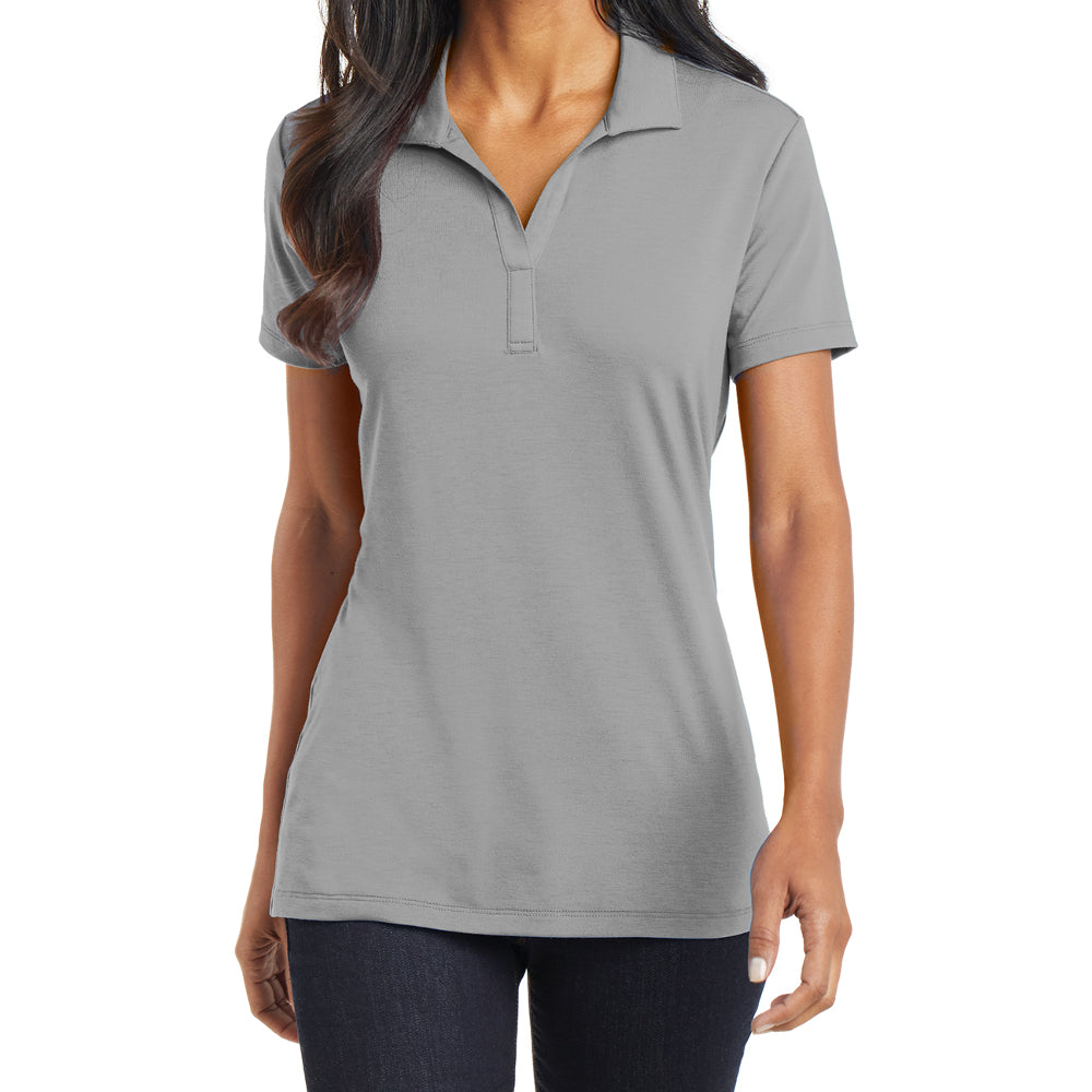 Women's Short Sleeve Cotton Touch Stretch Performance Y-neck Polo Shirt