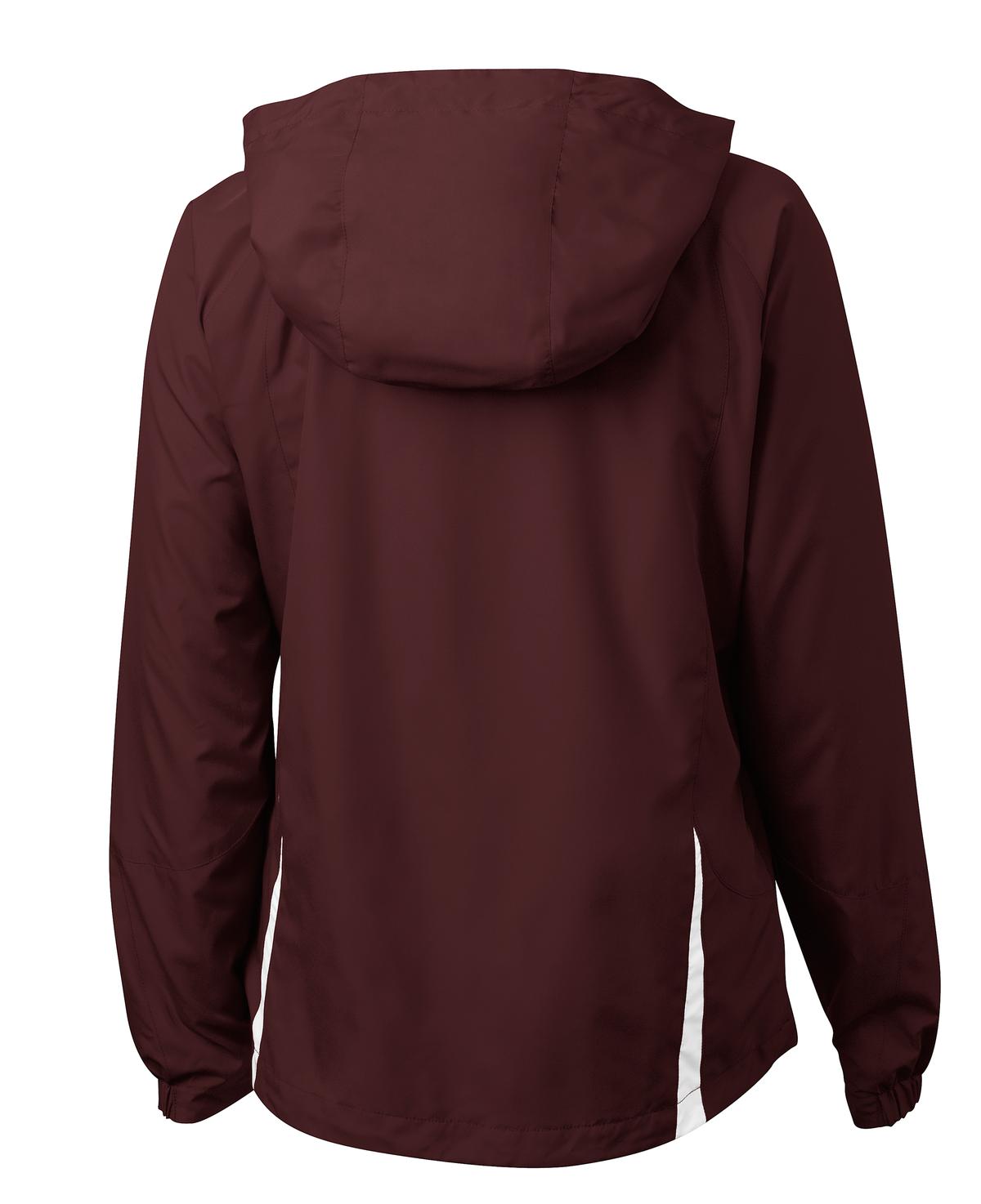Mafoose Women's Colorblock Hooded Raglan Jacket Maroon/White-Back