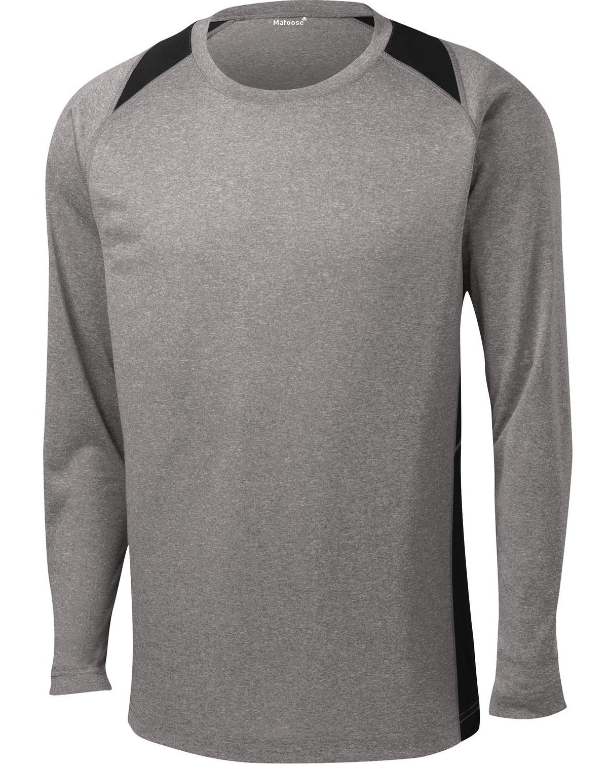 Mafoose Men's Long Sleeve Heather Colorblock Contender Tee Shirt Vintage Heather/ Black-Front