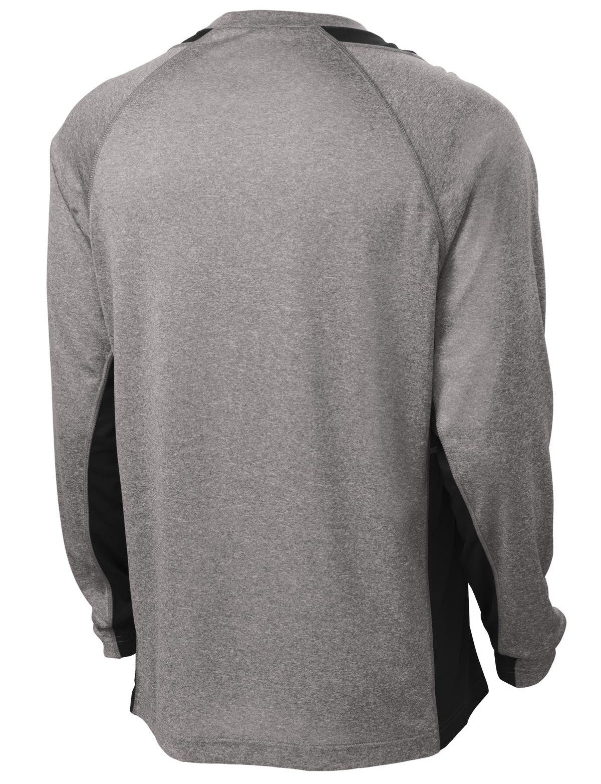 Mafoose Men's Long Sleeve Heather Colorblock Contender Tee Shirt Vintage Heather/ Black-Back