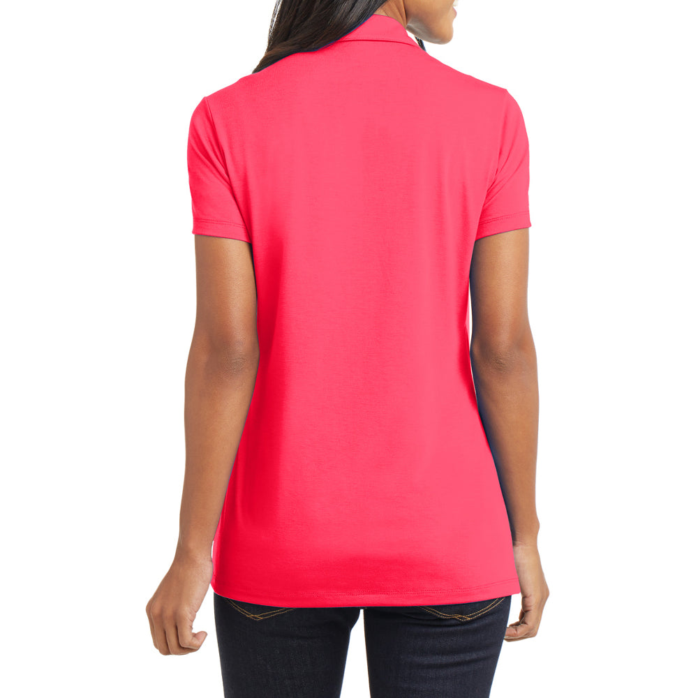 Women's Short Sleeve Cotton Touch Stretch Performance Y-neck Polo Shirt