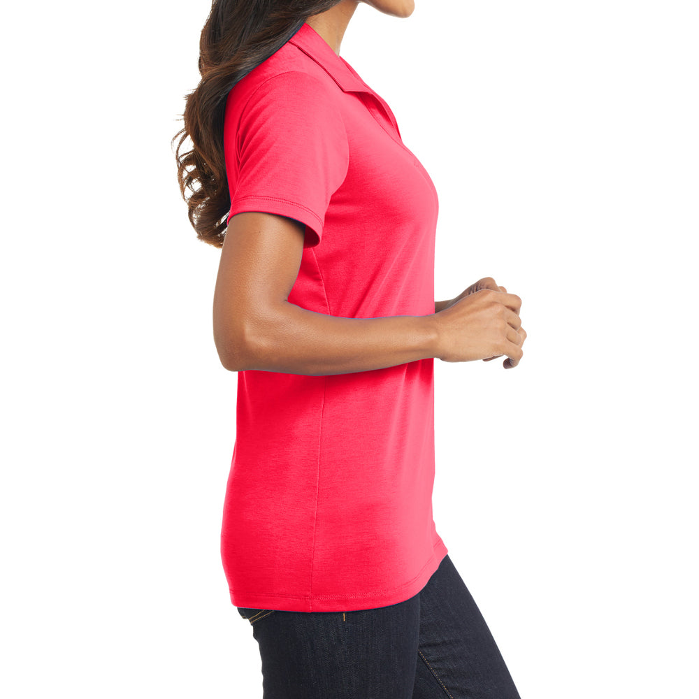 Women's Short Sleeve Cotton Touch Stretch Performance Y-neck Polo Shirt