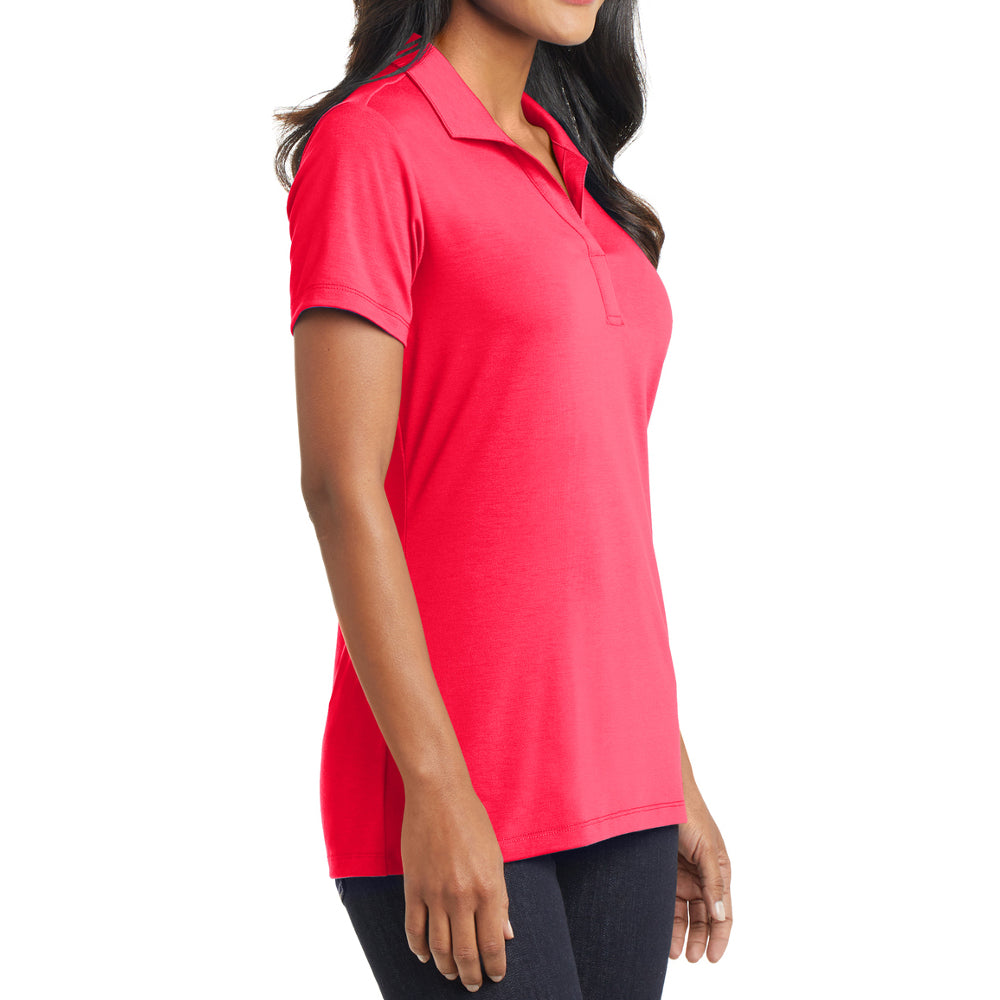 Women's Short Sleeve Cotton Touch Stretch Performance Y-neck Polo Shirt