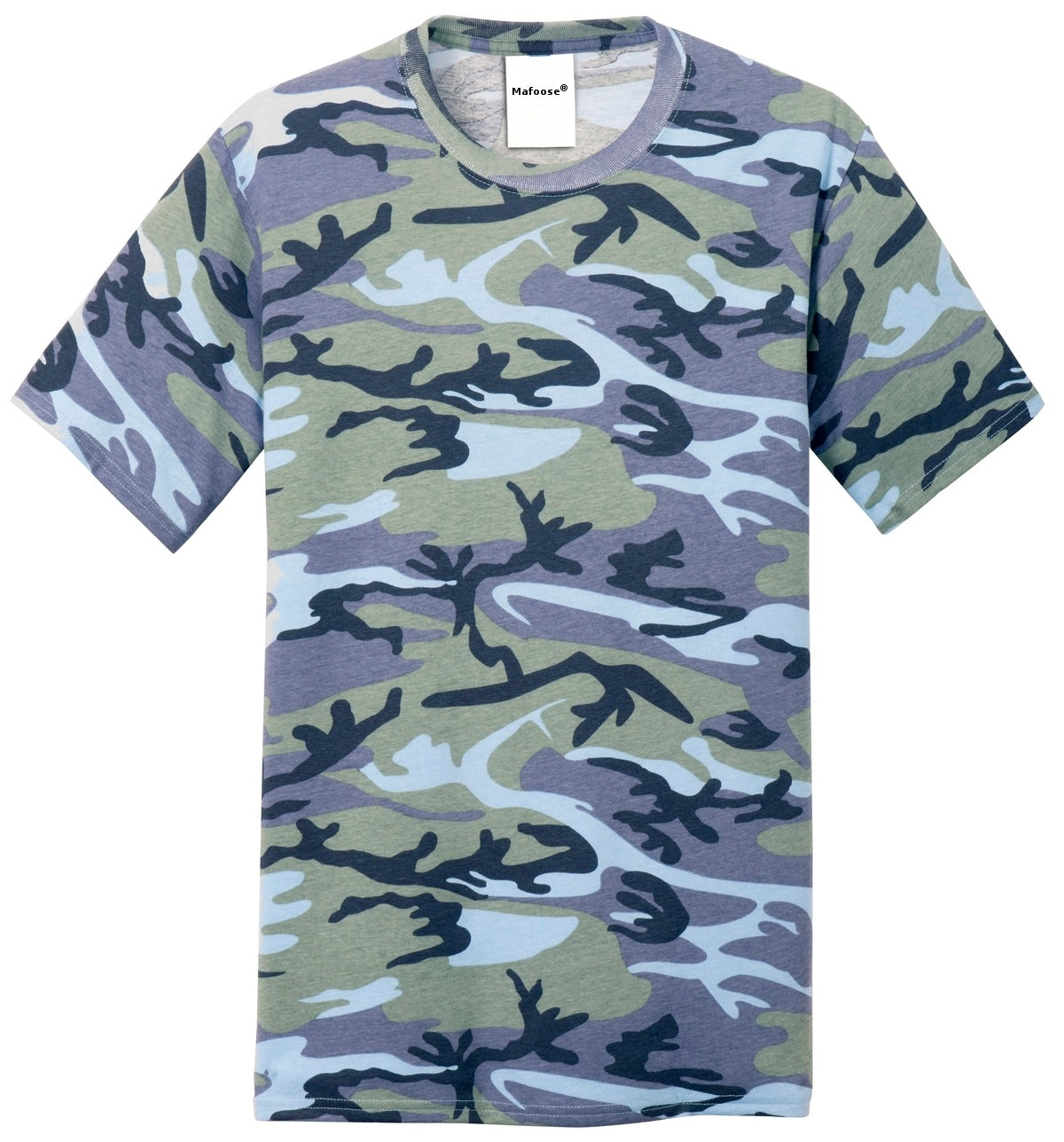 Mafoose Men's 5.4-oz 100% Cotton Tee Shirt Woodland Blue Camo-Front