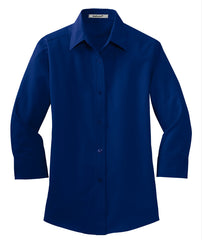 Mafoose Women's 3/4-Sleeve Traditional Easy Care Shirt Mediterranean Blue-Front