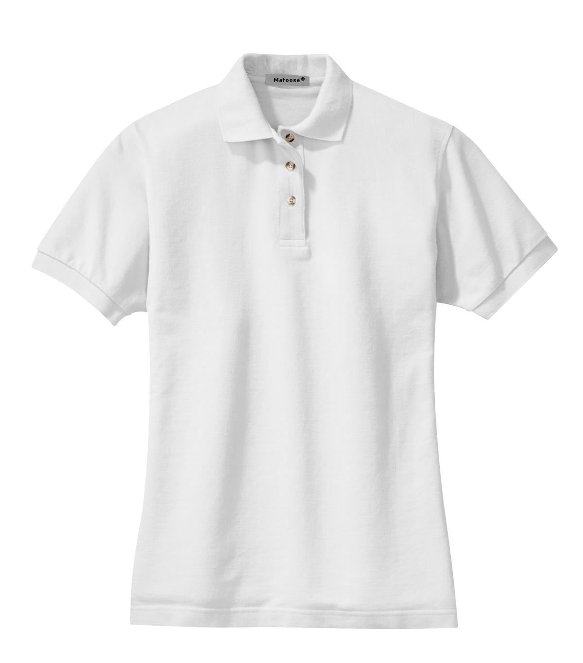 Women's Short Sleeve Heavyweight Cotton Soft Pique Polo T-shirt White