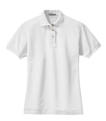 Women's Short Sleeve Heavyweight Cotton Soft Pique Polo T-shirt White