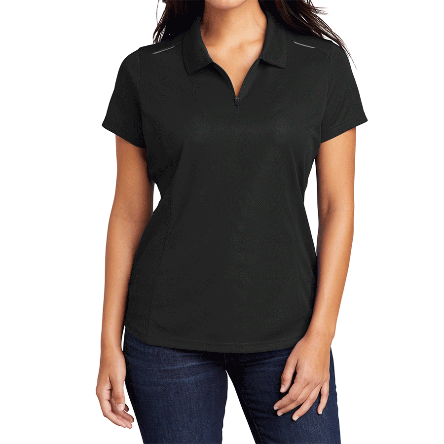 Women's Pinpoint Mesh Zip Polo