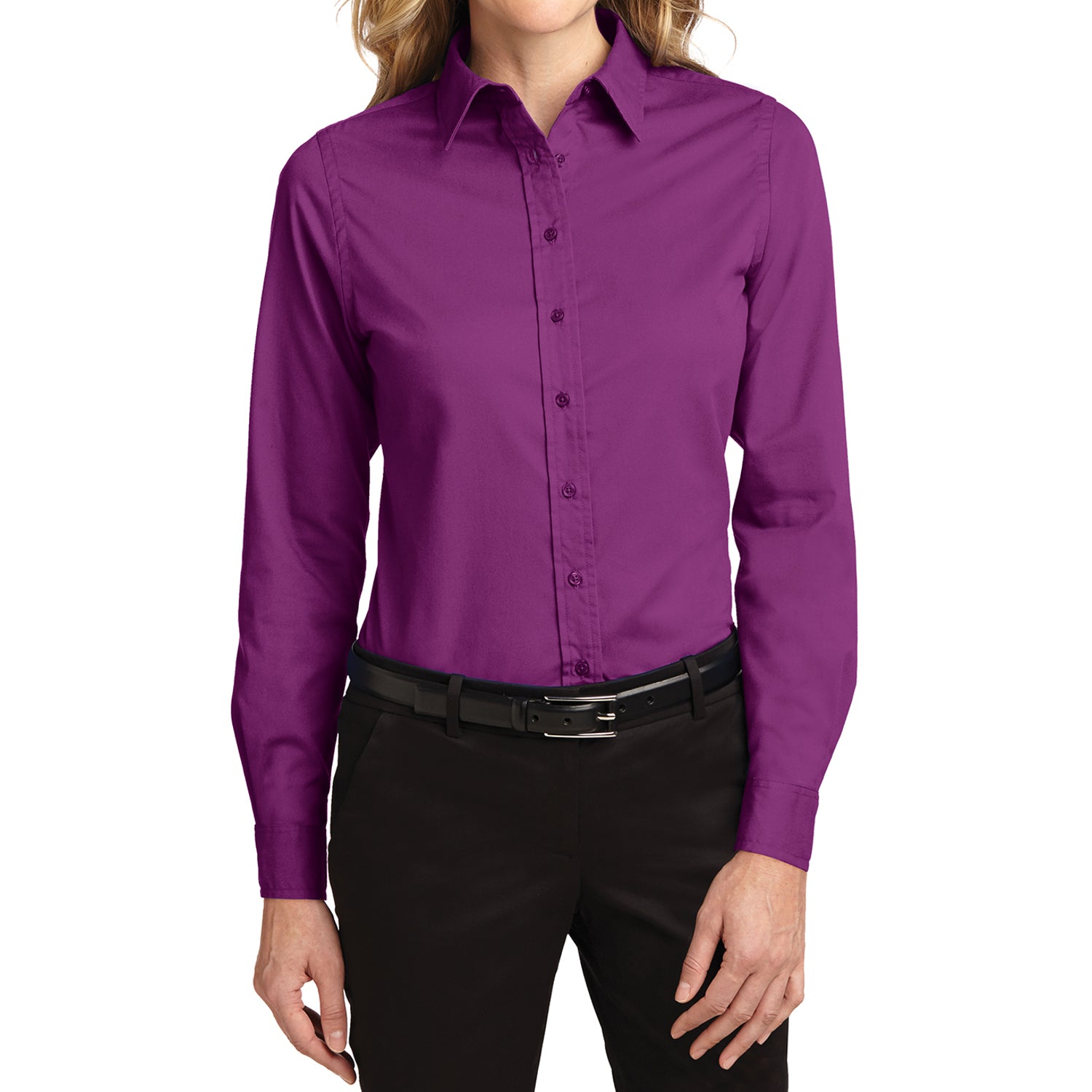 Mafoose Women's Long Sleeve Easy Care Shirt Deep Berry-Front