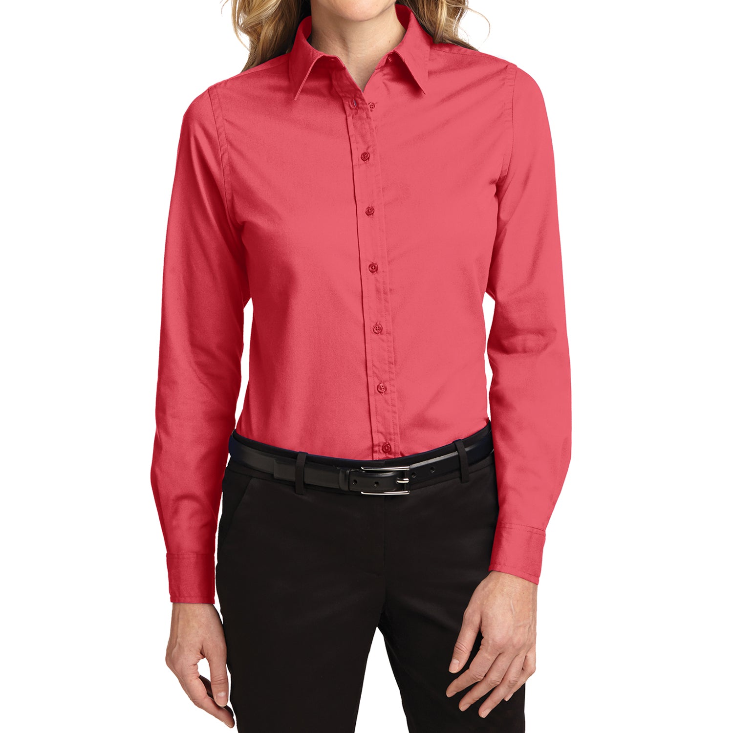 Mafoose Women's Long Sleeve Easy Care Shirt Hibiscus-Front