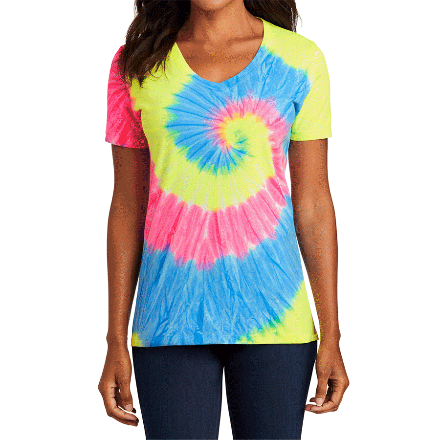 Womens Tie-Dye V-Neck Tee