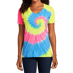 Womens Tie-Dye V-Neck Tee
