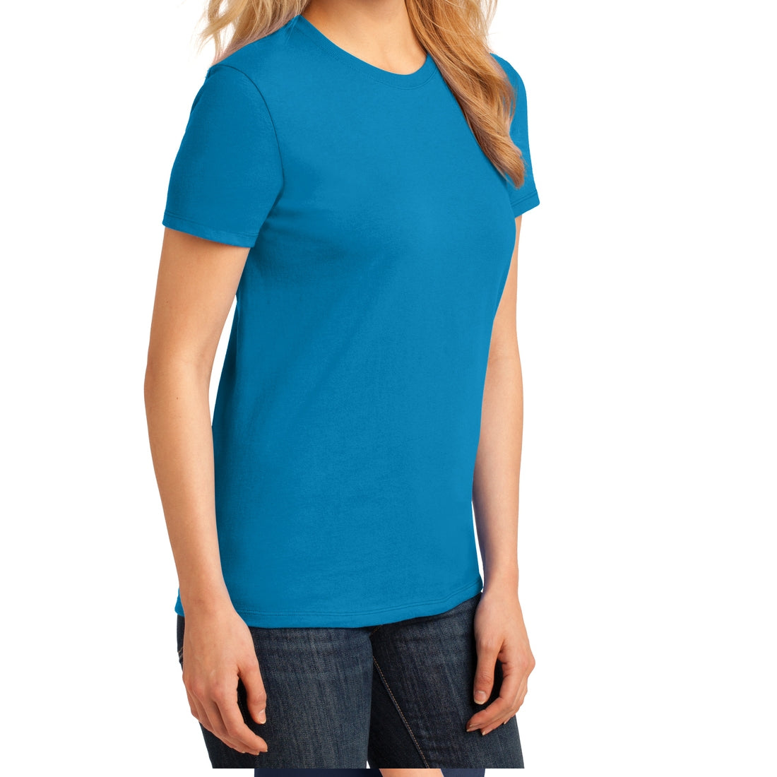 Ladies Core Cotton Tee - Neon Blue