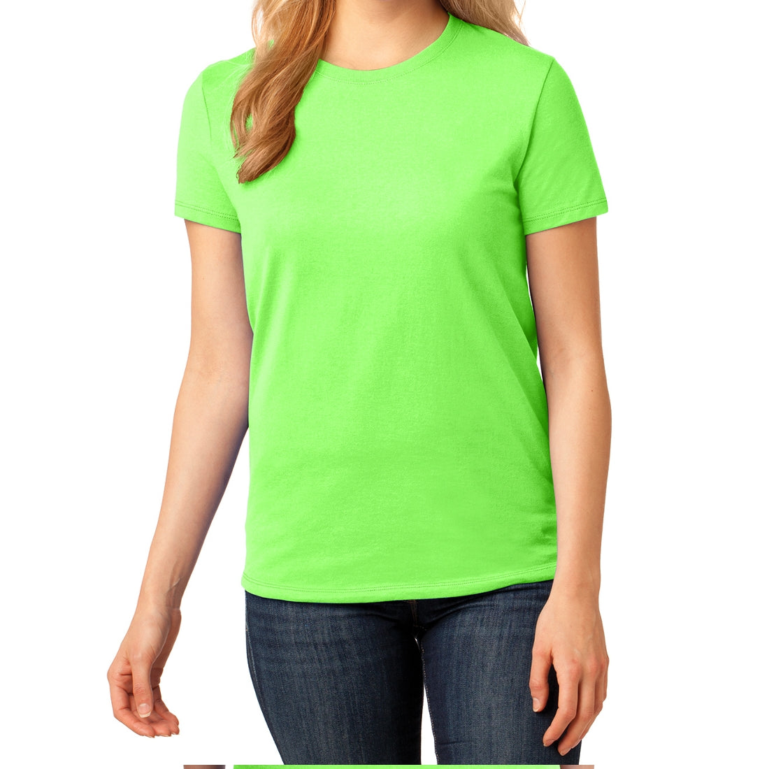 Ladies Core Cotton Tee - Neon Green