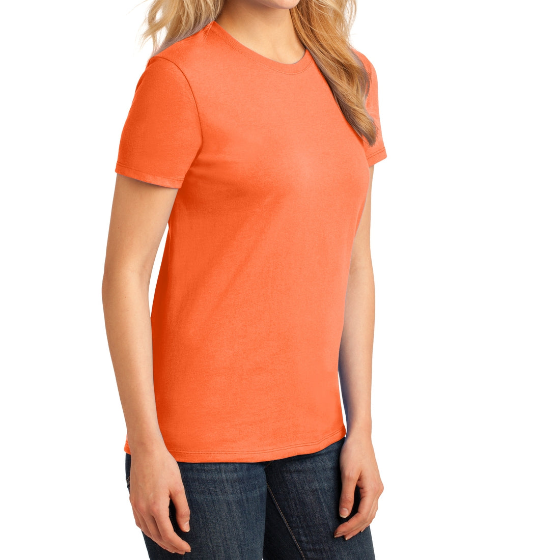 Ladies Core Cotton Tee - Neon Orange