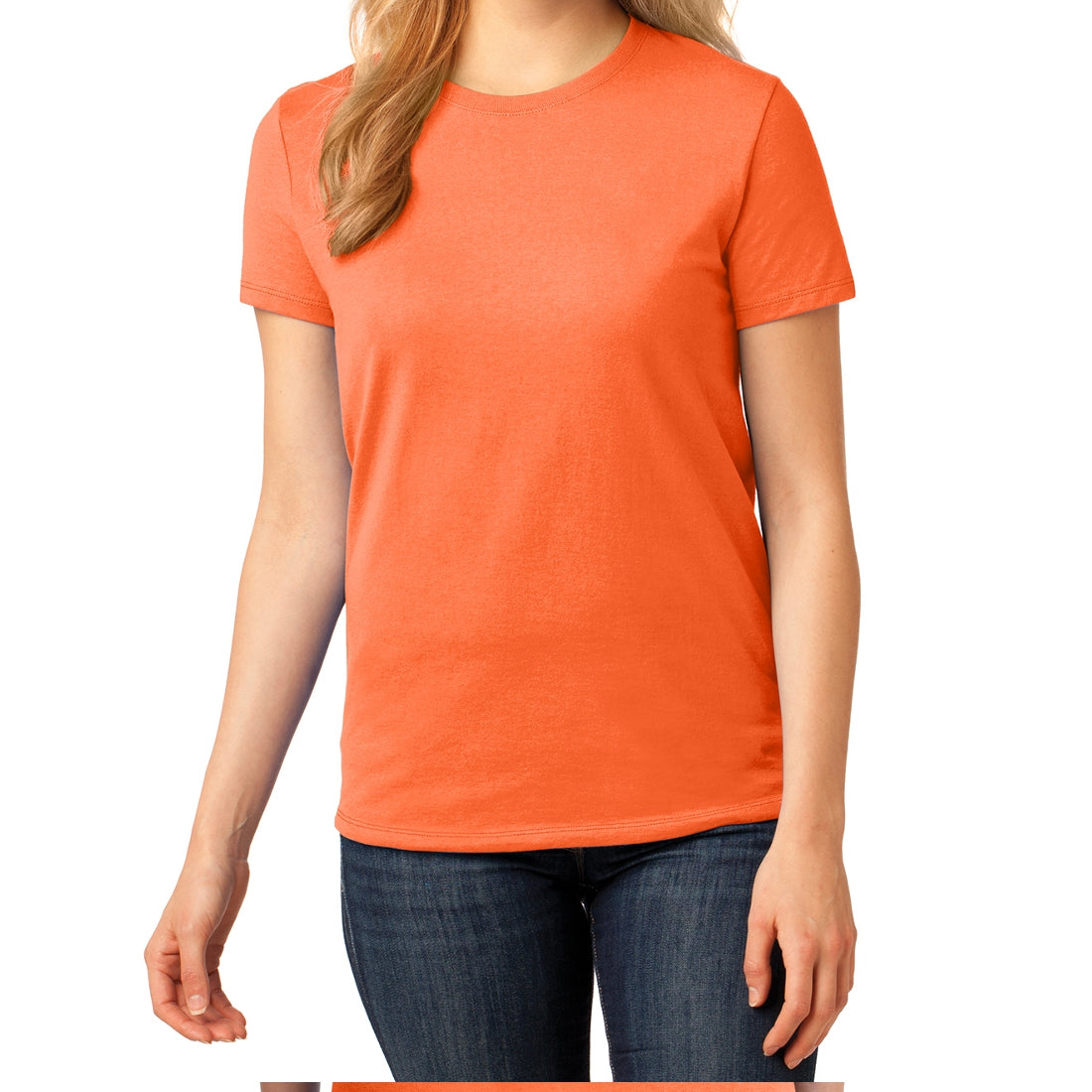 Ladies Core Cotton Tee - Neon Orange